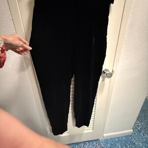 Elegant Black velvet drop waist Pants